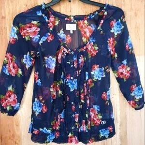 Gilly Hicks Navy Floral Top
